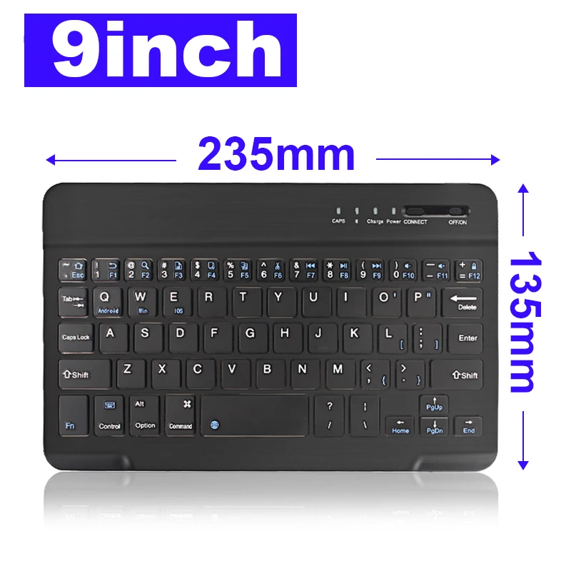 9 inch Black Беспроводная Bluetooth клавиатура мини-клавиатура для iPad Mac планшет ноутбук телефон клавиатура перезаряжаемая Поддержка Android IOS Windows - Цвет: 9 inch Black
