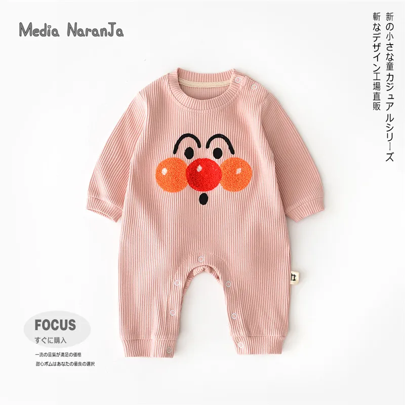 pink romper Для малышей, для мальчиков и девочек на весну Длинные рукава Детский комбинезон ребенок хлопчатобумажные, с мультипликационными персонажами комбинезон - Цвет: pink romper