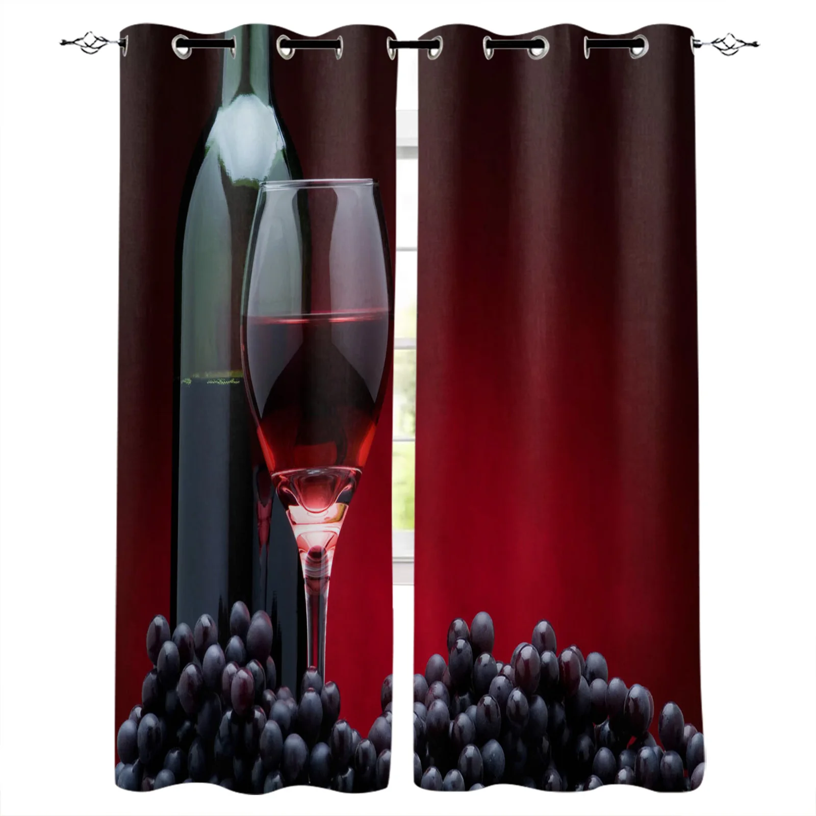

Red Wine Grape Fruit Bedroom Kitchen Curtain Home Decoration Modern Children Window Curtains for Living Room Decorative