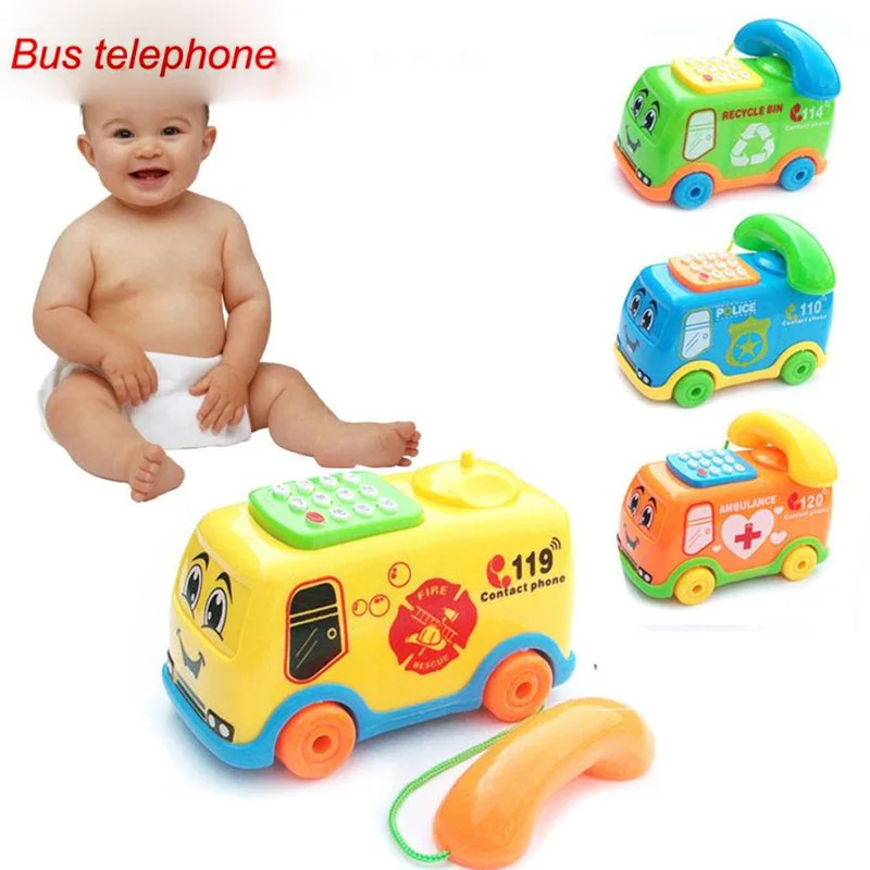 

Cartoon Bus Phone Early Educational Toys For Baby Music Bus Walkie Talkie Toys For Kids Funny Birthday Gift Interactive Game