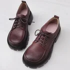 Женская обувь с подошвой из вулканизированной резины со шнуровкой; Женская обувь на плоской подошве 100% обувь из натуральной кожи; Женские туфли-оксфорды на платформе на высокой подошве кроссовки