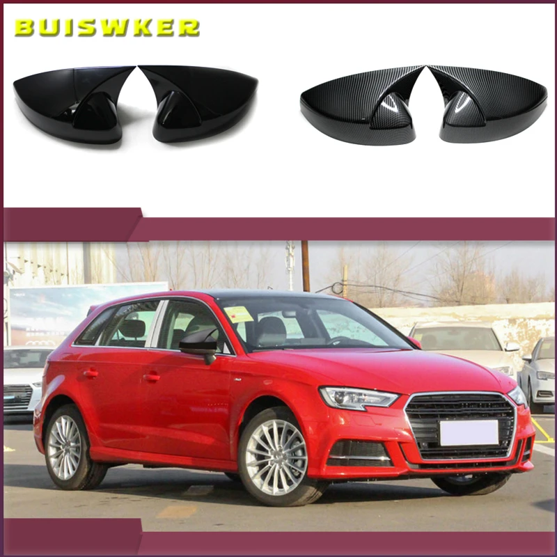 

For Audi A3 S3 8V RS3 2013 2014 2015 2016 2017 2018 2019 RearView Mirror Case Cover Carbon fiber pattern or Black Cover