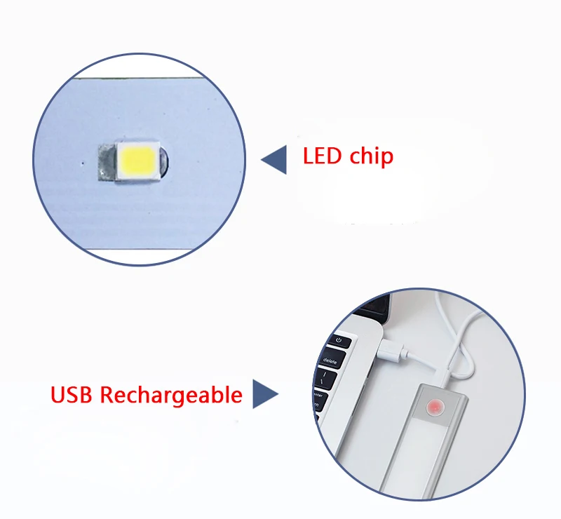 23/40/60 см Светодиодная подсветка под шкаф движения PIR Сенсор лампа USB Перезаряжаемые Спальня шкаф Кухня ночной Светильник