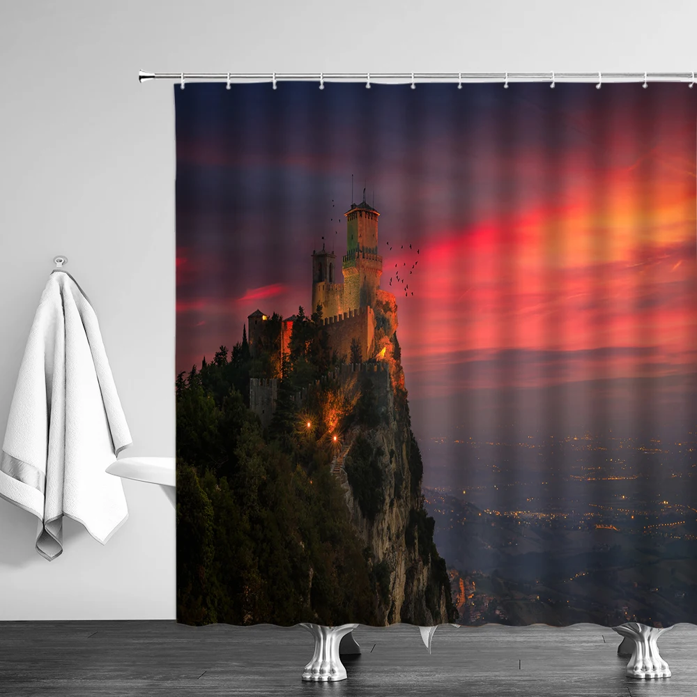 Занавеска для душа s Водонепроницаемая тканевая штора с зеленым лугом цветами