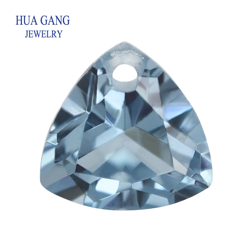 

106# Spinel Blue Trillion Shape Brilliant Cut Synthetic Spinel Stone With Hole For Jewelry Size 4x4-10x10mm Free Shipping