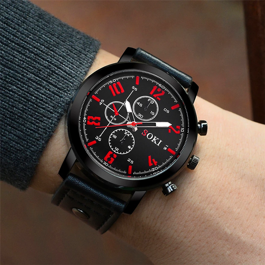 Часы наручные SOKI Мужские кварцевые люксовые Брендовые спортивные модные с