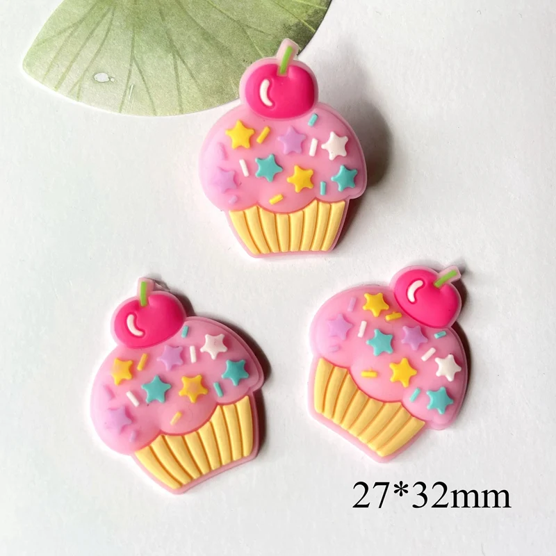 12pcs sweet cup cake rubber flatback supplies diy hat headwear hair clips bows center jewelry making phone shell accessories free global shipping