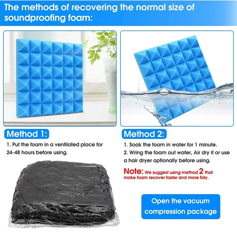 

12 Pack Acoustic Foam Panels,Studio Foam Pyramid Tiles Sound Absorbing Dampening Foam Treatment Wall Panels