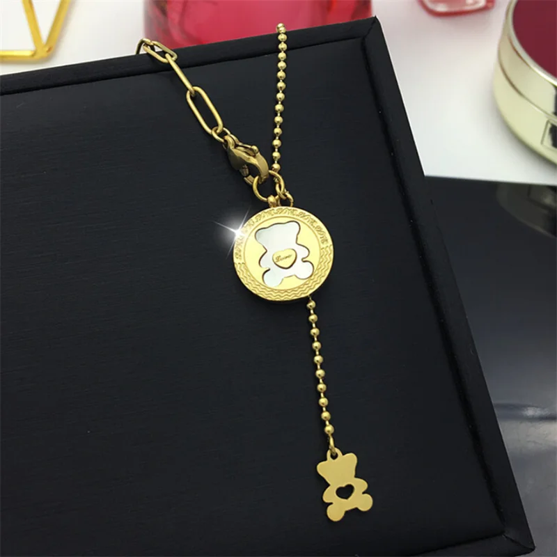 

New Fashion charm shell love bear chain necklace necklace for women golden animal necklace pendant jewelry Party gifts