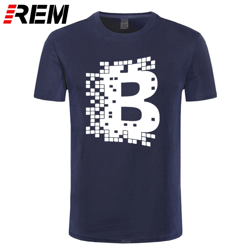Мужская футболка с коротким рукавом REM логотипом биткоина из хлопка модная