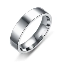 trendy stainless steel rings for women silver color fashion simple wedding rings men jewelry width 6mm