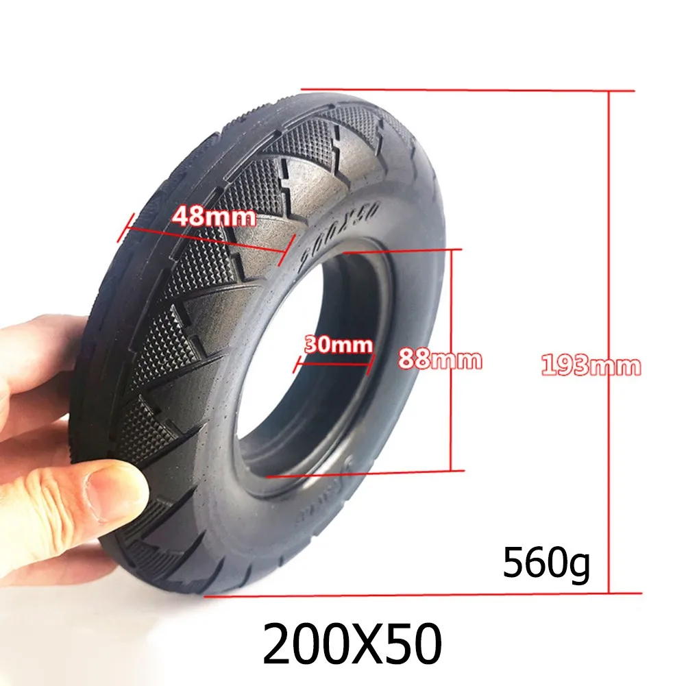 

8In Scooter High Elasticity Solid Tire 200x50 Anti Explosion No Inflation Tyre Rubber Excellent Replacement Black Escooter Part
