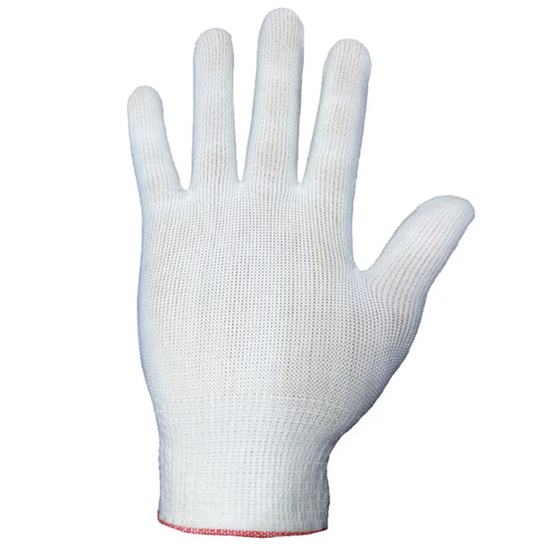 

4pcs= 2 pairs White Black Nylon Antistatic Work Gloves Knit Working Gardening Lumbering Hand Safety Security Protector Grip