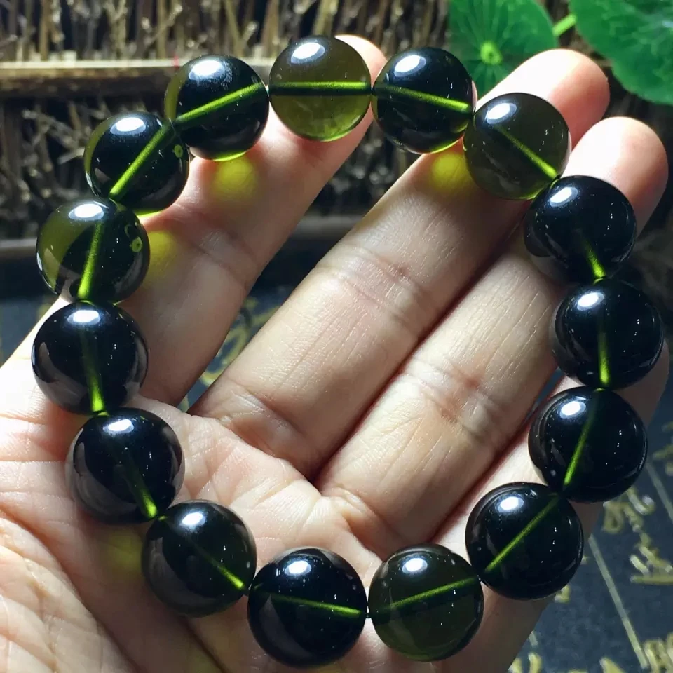 Горячая Распродажа A ++ натуральный молдавит зеленый аэролитный браслет из