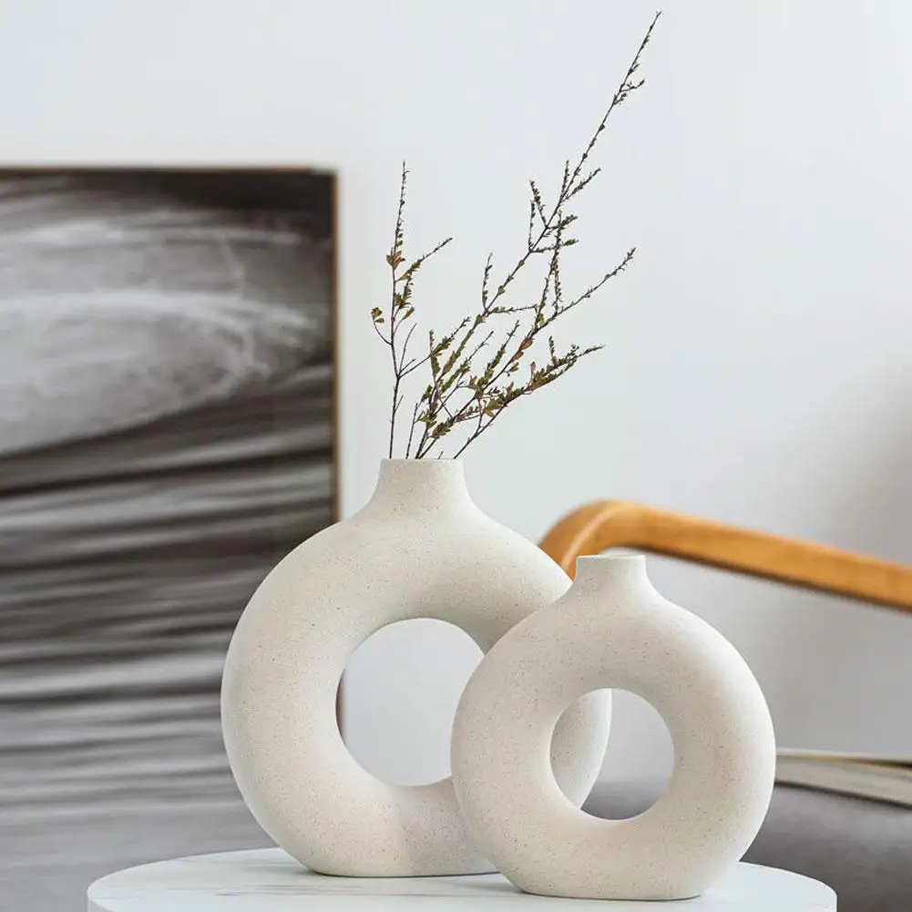 

Modern Ceramic Dried Flowers Art Vase Home Decoration Flower Tabletop Living Room Pot Vases Office Ornaments Decor Novelty K9I5