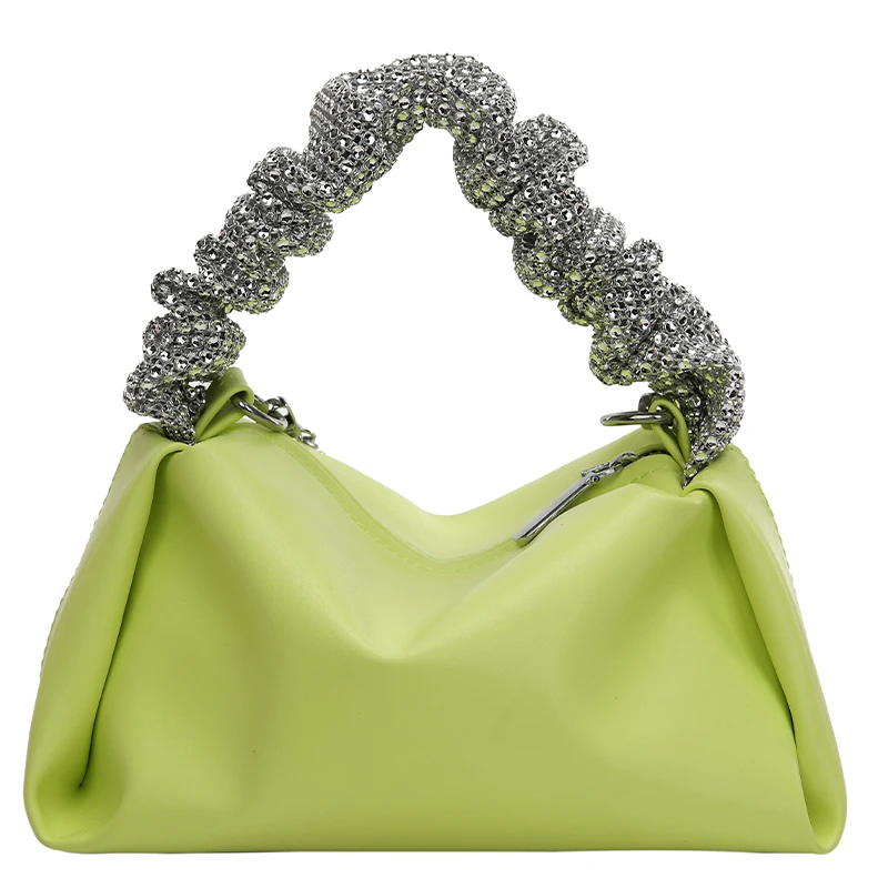 

Diamond Pleated Tote bag 2021 Summer New High-quality Soft PU Leather Women's Designer Handbag Chain Shoulder Messenger Bag