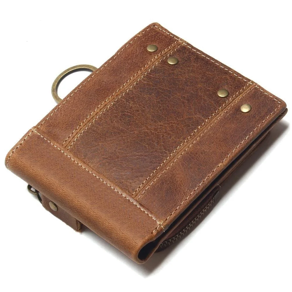 Кошелек мужской из натуральной кожи ручной работы бумажник короткий в ретро