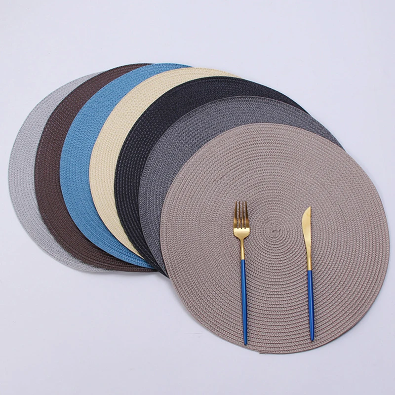 Round Weave Placemat Table Mats Simple Style Dining Napkin Pads Non-Slip Heat Resistant Coaster Cushion Kitchen Party Decoration | Дом и сад