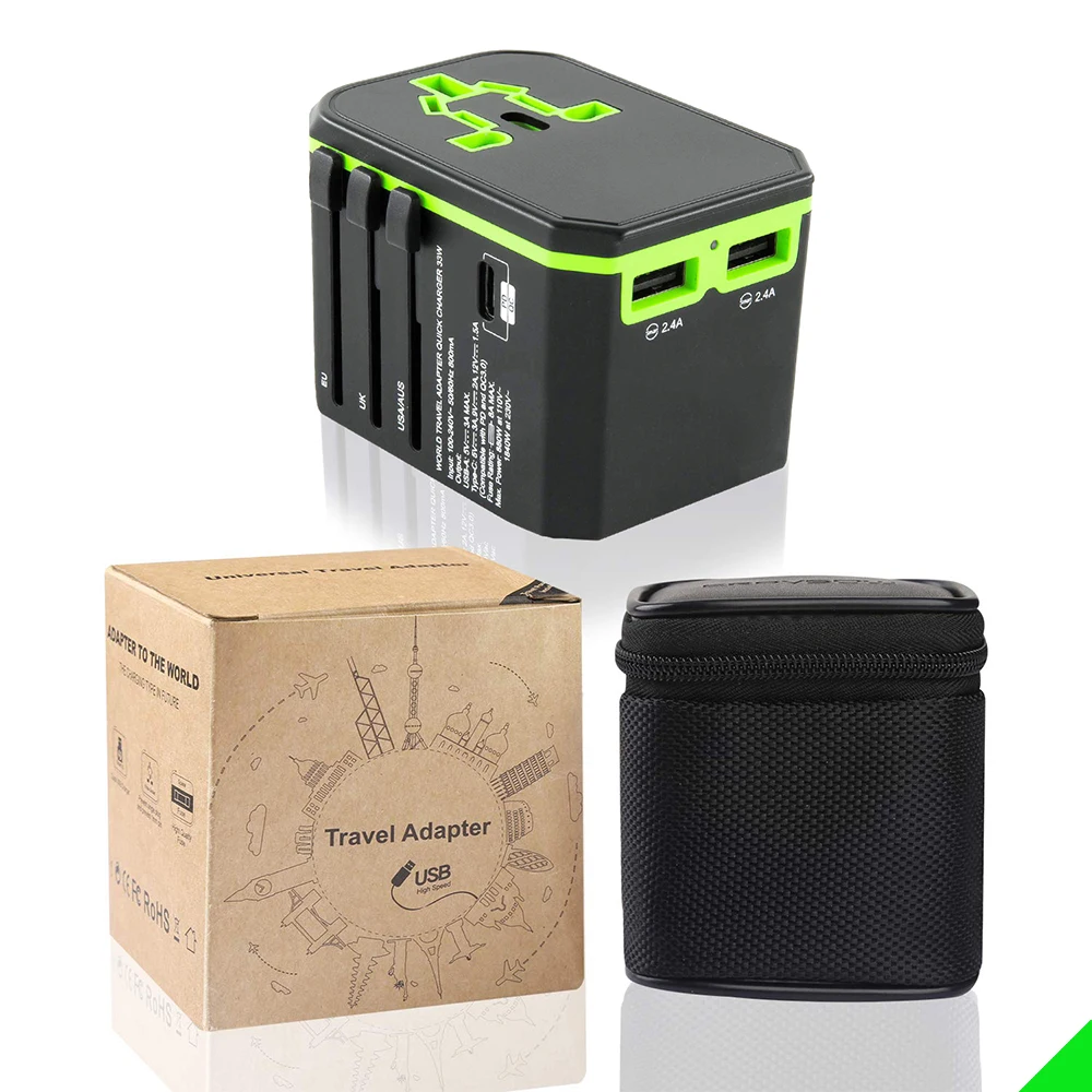 QC3.0 PD USB All in One Charger Adapter for Travel with EU US UK AU Plug Universal Power Sockets | Электроника
