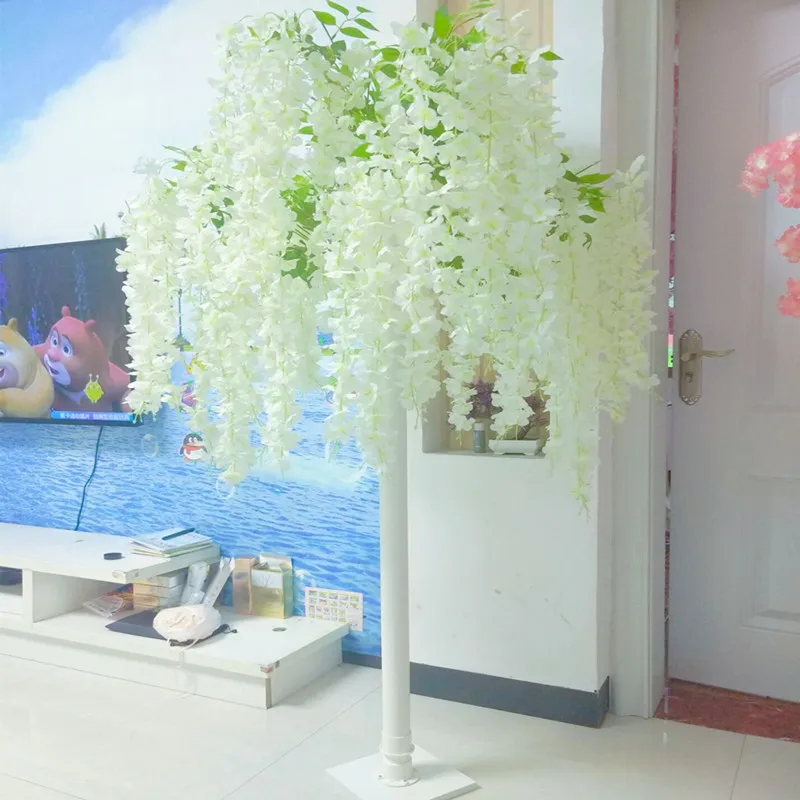 

160CM Height White Artificial Silk Flower Vine Tree Simulation Wisteria Douhua Trees For Wedding Stage Aisle Runner Decoration