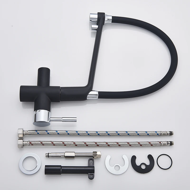 Смеситель для кухни с двойным носиком и фильтром смеситель поворотом на 360