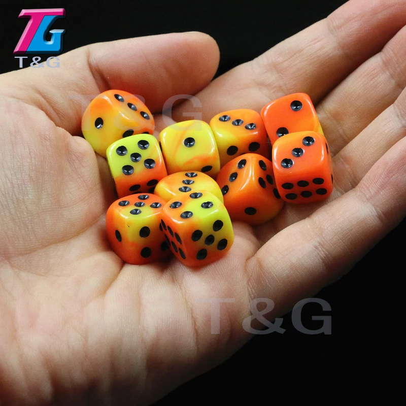 T& G 10 шт./компл. 12 мм D6 азартные игры в кости с золотым Стандартный в горошек аксессуары для азартных игр, настольные игры