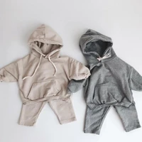 1 3 year baby autumn long sleeve clothes set solid hoodie pants 2pcs boys and girls children clothing suit kids casual outfits