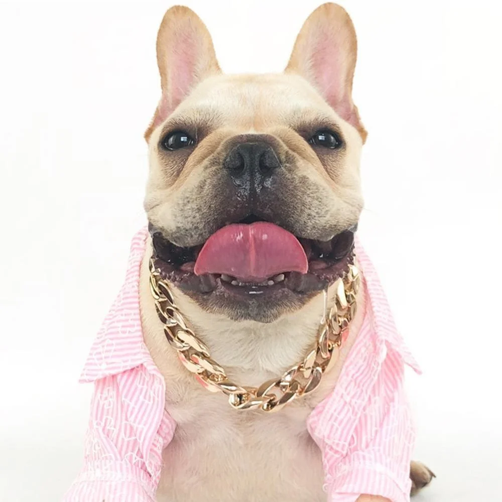 

Strong Metal Dog Chain Collars Steel Pet Choke Gold For Large Pitbull Bulldog Collar Dogs Silver Show pet collar Pet necklace