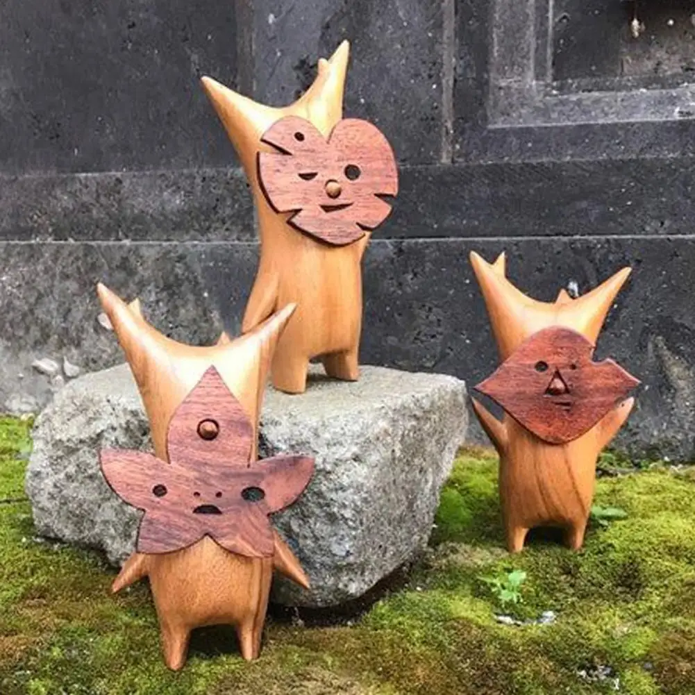 

3Pcs/Set Garden Leaf Elves Crafts Wooden Grain Resin Safe Ornaments Exquisite Craftsmanship Non-toxic Light Home Decor
