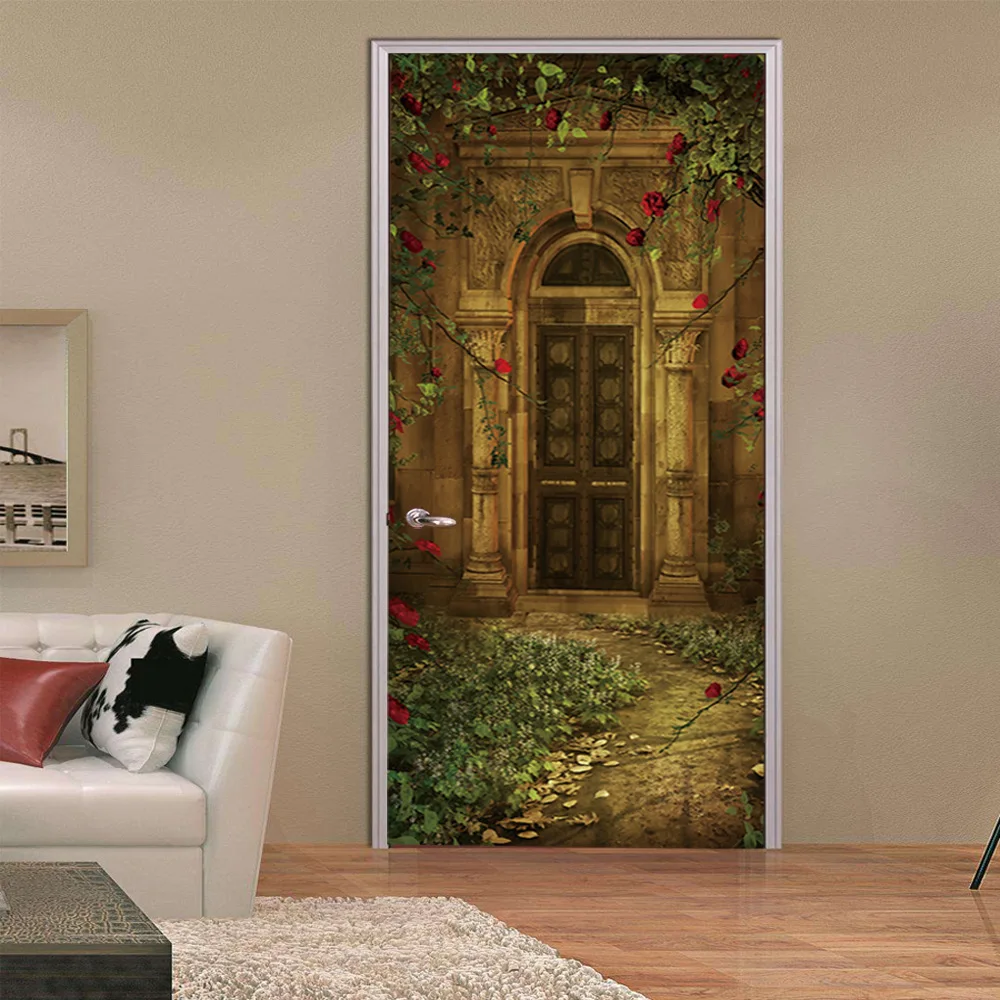 European Architecture Wall Sticker PVC Self-adhesive Waterproof Wallpaper For Living Room Bedroom Door Decor | Дом и сад