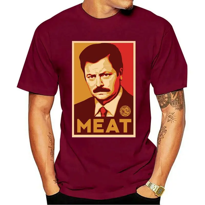 

Ron Swanson Parks And Recreation A Meat Bacon Series Funny Men's Grey T-shirt Cotton Wholesale O Neck Tee Shirt Funny T Shirt