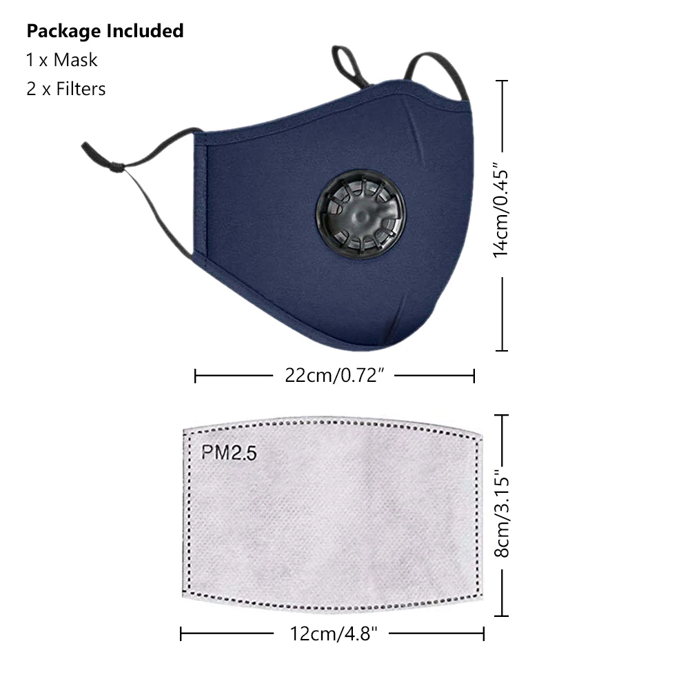 PM2.5 маска для лица хлопковая с защитой от пыли фильтр активированным углем