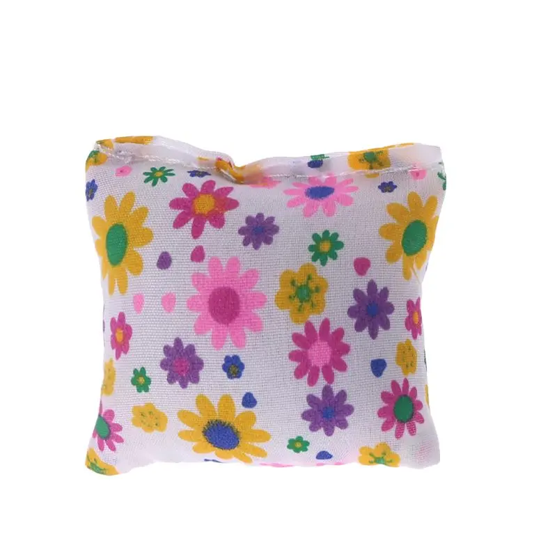 

1PC Doll Pillow Floral Flower Printed Stuffed Sponge Soft Simulation Sofa Cushion Square Miniature Furniture Dollhouse Toys