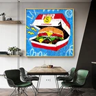 Современный граффити художественные плакаты и принты холст картина на стену, полотно, каракули абстрактный гамбургер Картины для комнаты настенный Декор без рамки