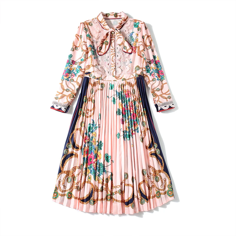 

COIGARSAM Print Women Long dress New Dresses Pink 8628