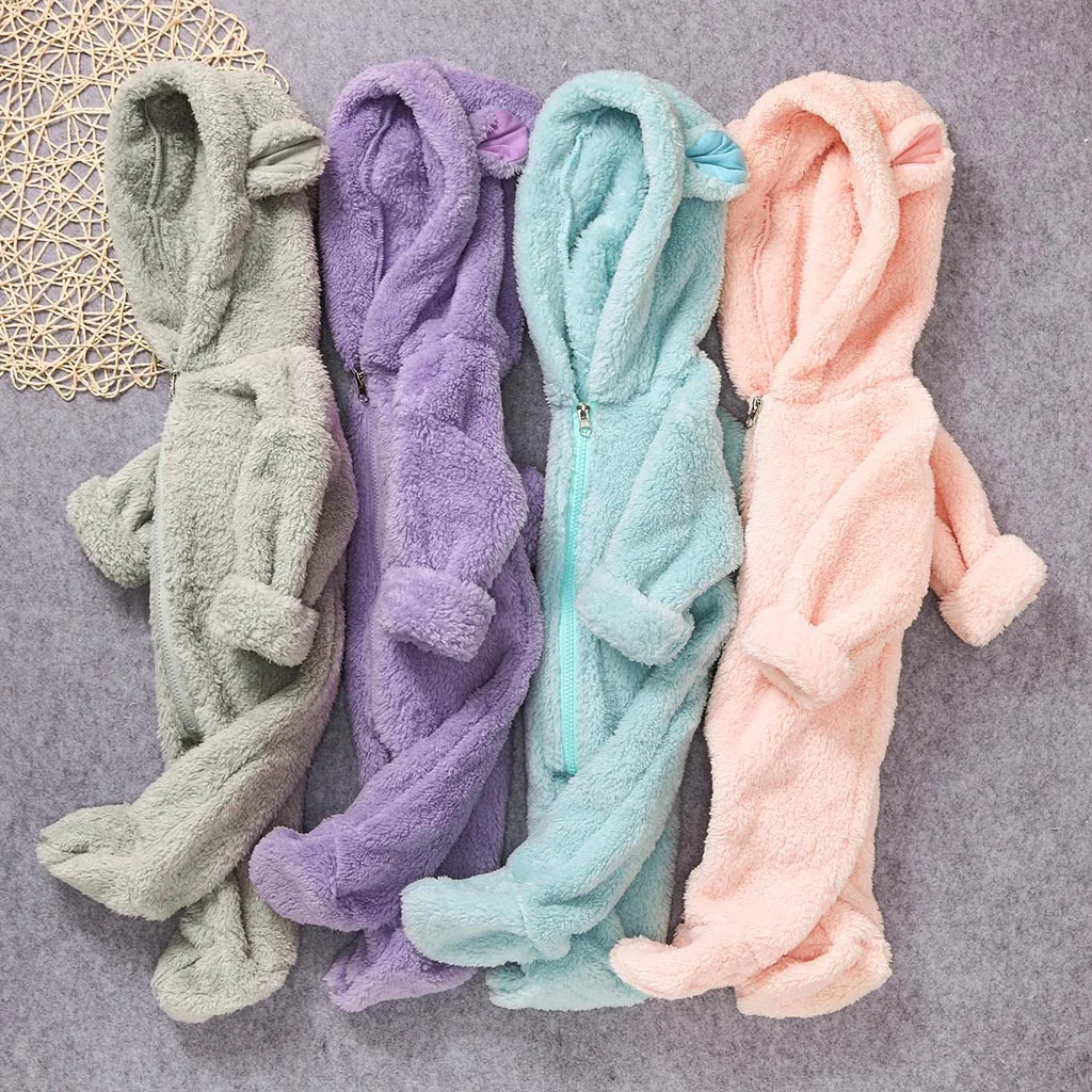 Детская зимняя куртка с ушками теплая флисовая куртка-комбинезон для девочек и