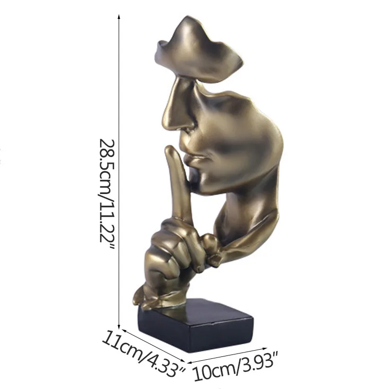 

Nordic Silence Is Gold Figurines Abstract Mask Sculpture Crafts Home Living Room Office Desktop Decoration Ornaments Gift