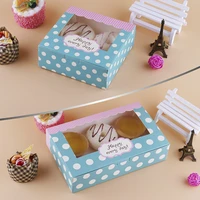 12pcs gift box packaging wedding favor paper cake bag cookie candy handmade cupcake birthday party present boxes with window dot