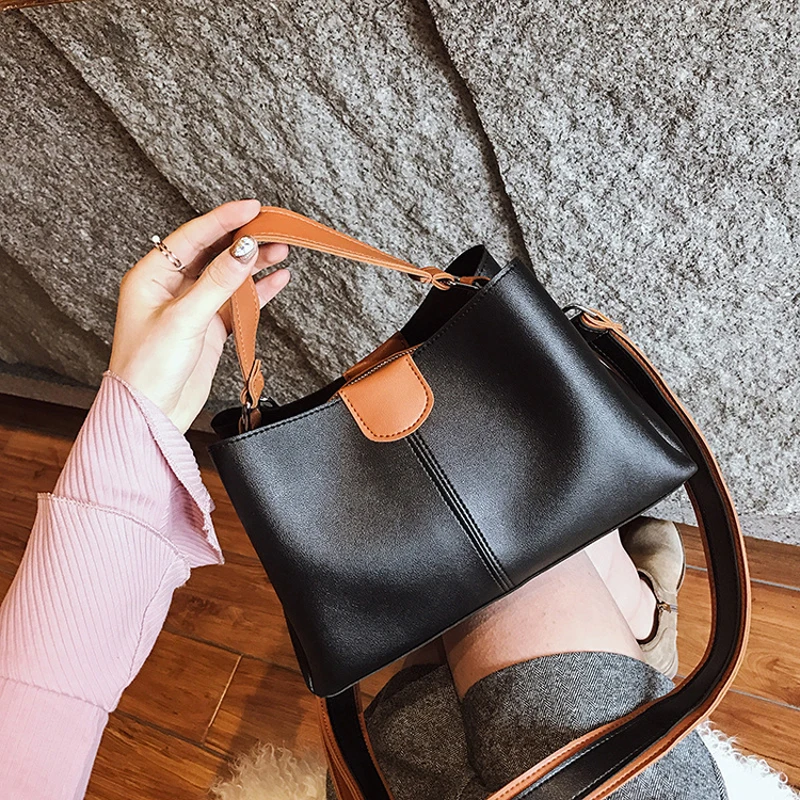 YOUSE 2021 Fashion Brand Women Shoulder Messenger Bags For Ladies PU Leather Contrast Color Female Handbags Crossbody Tote Bag