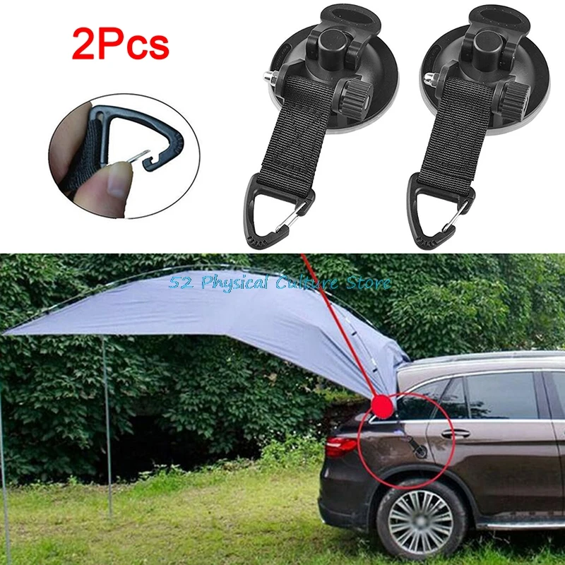 

2pcs Strong Suction Cup Anchor Securing Hooks Tie Down Camping Tarp Awning Hook