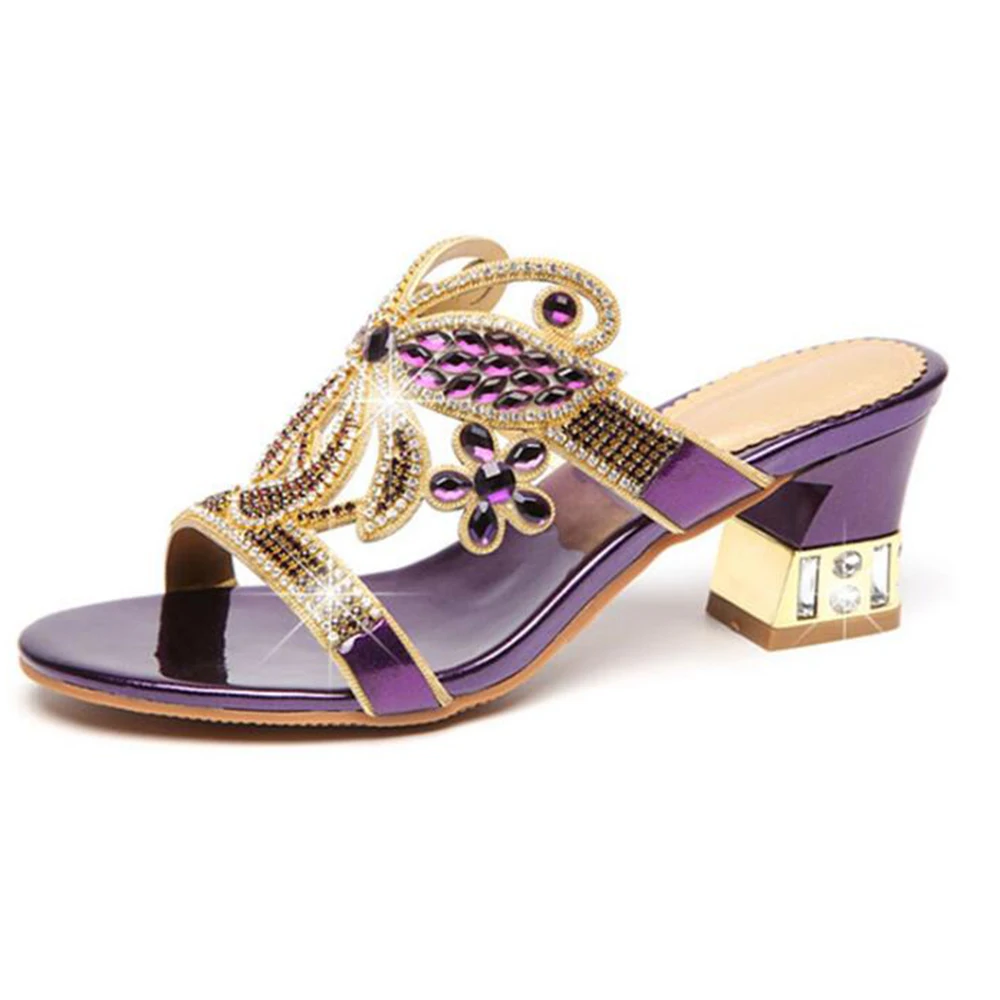 

Сандалии женские, на устойчивом каблуке, с открытым носком, q54, сандалии со стразами