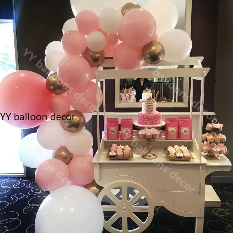 Двухслойные детские розовые белые воздушные шары-гирлянды арочный комплект