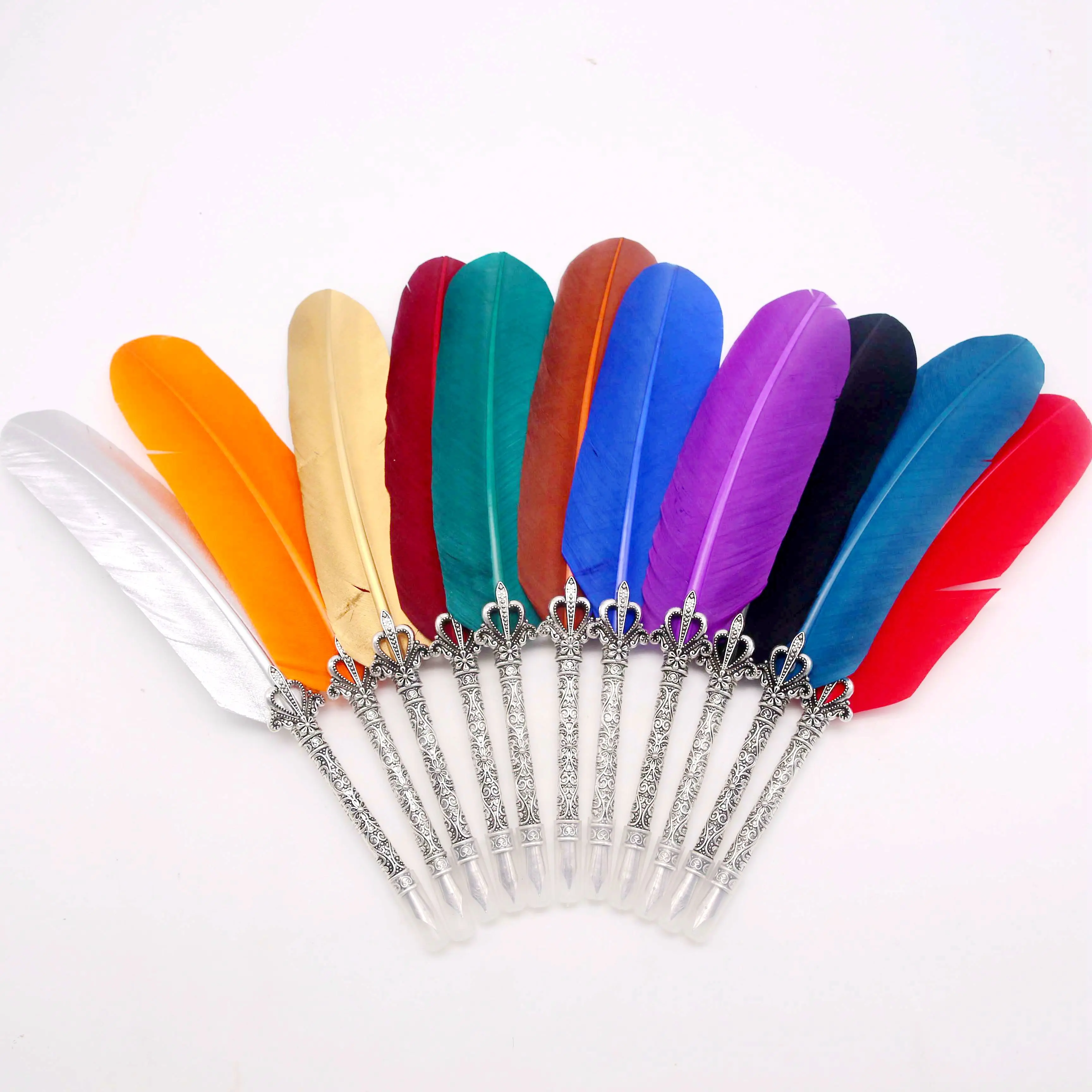 

Ручка с перьями индейки в европейском ретро стиле, подарок на день преподавателя, День святого Валентина