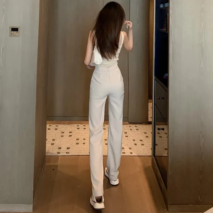 

Women Summer Solid Elegant Straight Slim Pants Office Lady Skinny High Waist Fashion Vestido Trousers New