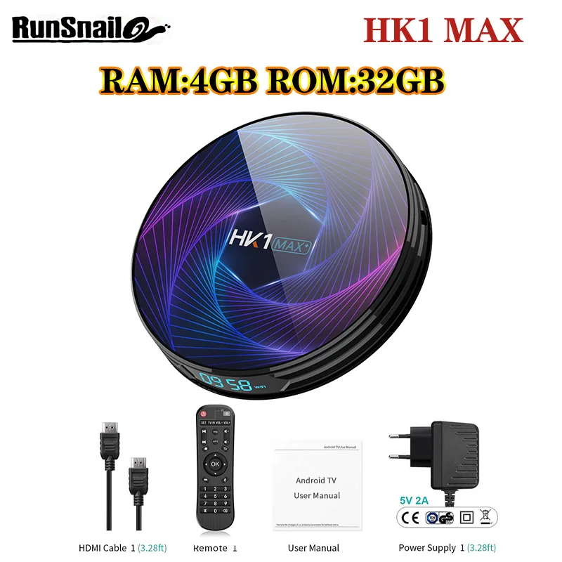 HK1MAX+ Восьмиядерный Android 9,0 Смарт ТВ приставка 4 Гб RK3368 PRO HK1 MAX Plus 1080P H.265 2,4G/5G Wifi BT 4,0 1000M ТВ приставка - Цвет: 4GB32GB