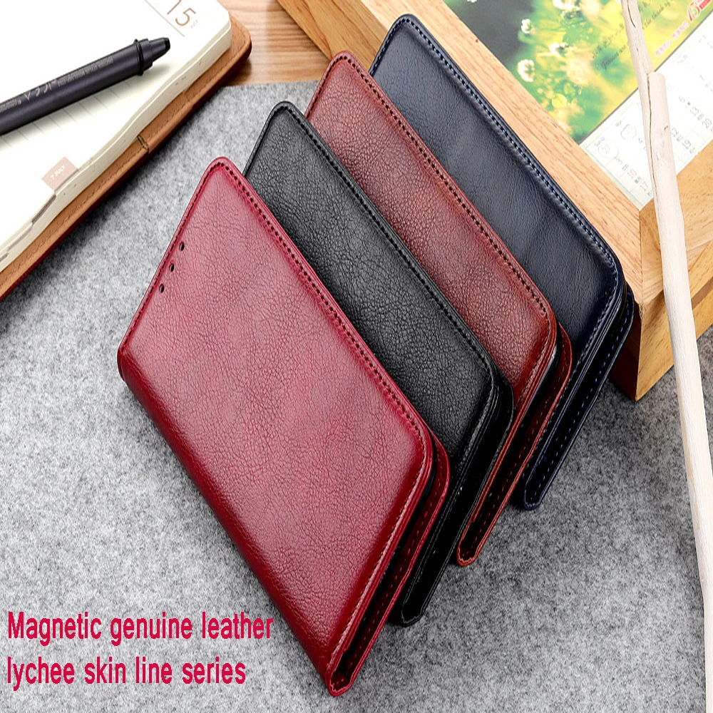 Для Redmi10X 9 note9 Pro Max Red Magic 5G Магнитный чехол из натуральной кожи с текстурой личи