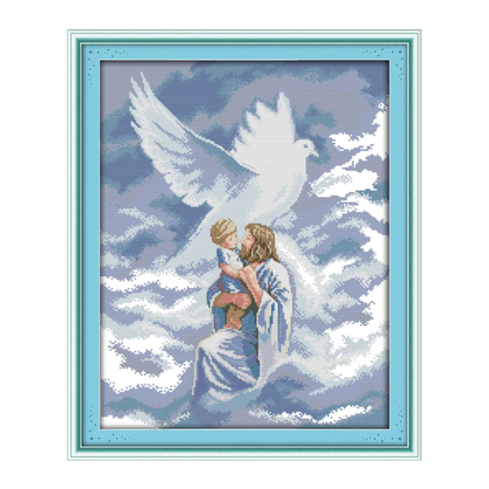 

Jesus and angel cross stitch kit people 18ct 14ct 11ct count print canvas stitches embroidery DIY handmade needlework