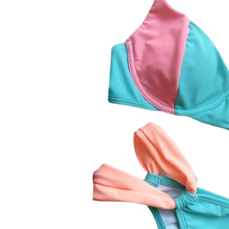 

2021 Fashion Trend Women's Bikini Set Color Block Bra Panties Split Swimsuit Two-Piece Suit for Vacation Swimming Beach Party