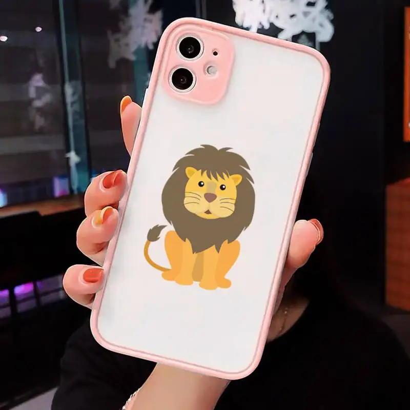 

Cute cartoon little lion Phone Case Matte Transparent for iPhone 7 8 11 12 s mini pro X XS XR MAX Plus cover funda