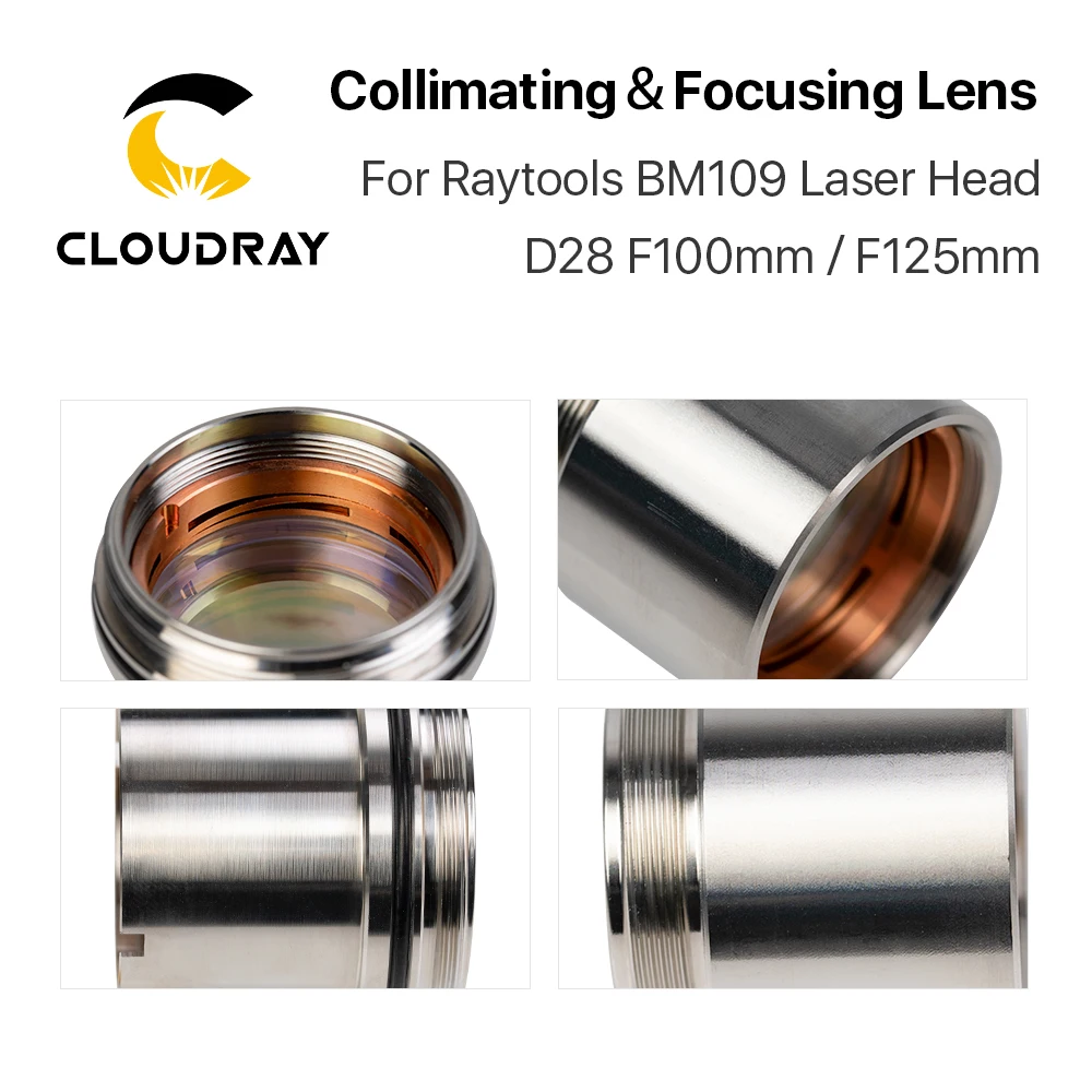 

Cloudray 2Pcs BM109 1.5KW Collimating & Focusing Lens D28 F100 F125mm with Lens Holder for Raytools Laser Cutting Head BM109